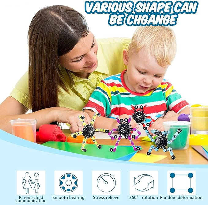 12 Pcs Transformable Fidget Spinners for Kids and Adults Stress Relief Sensory Toys for Boys and Girls Fingertip Gyros for Party Favors Goodie Bag Stuffers for Kids,Classroom Prize Stocking Stuffers