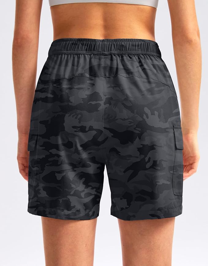 SANTINY Women's 5''/ 7''/9'' Hiking Cargo Shorts Quick Dry Lightweight Summer Shorts for Women Athletic Golf Zipper Pockets
