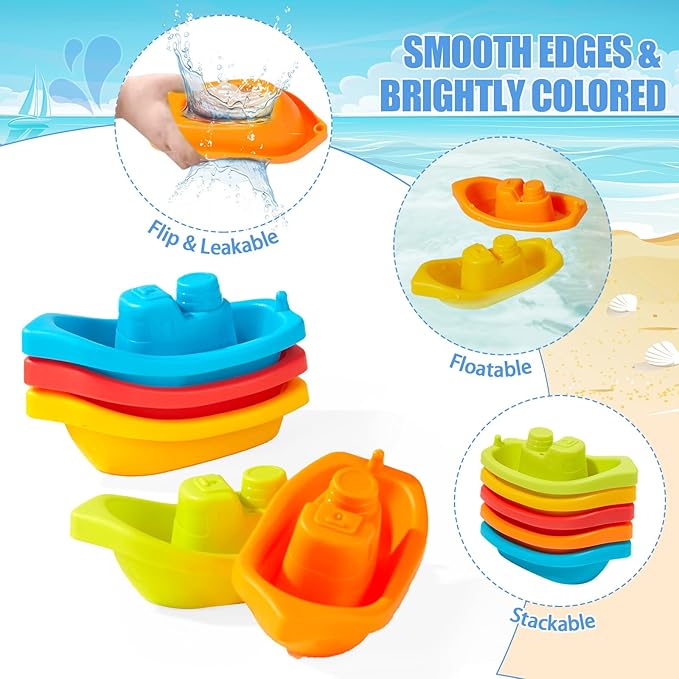 Baby Bath Toys for Kids Ages 1-3 Mold Free Bath Toys for Toddler 2-4 Bathtub Sand Beach Pool Water Toys with Tub Toys for Babies 12 18 Months, 11Pack