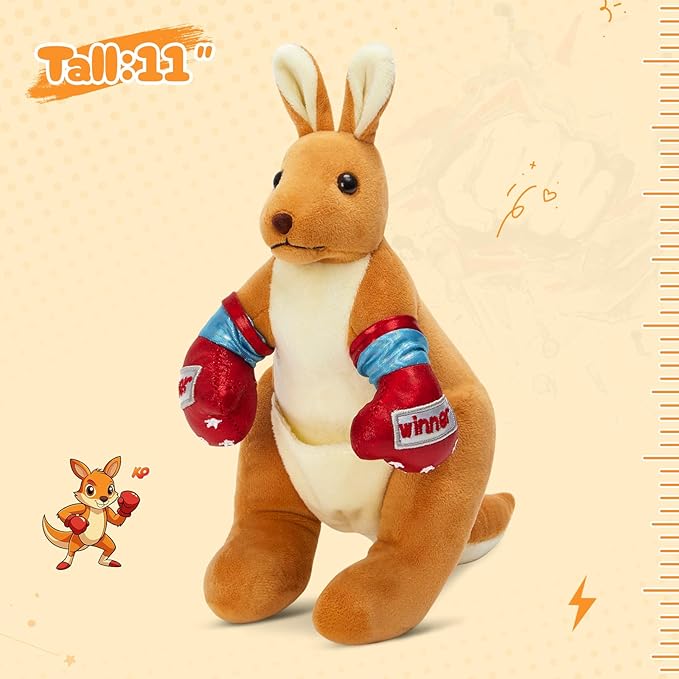 Boxing Kangaroo Plush Toy Stuffed Animal Kangaroo Plush Toys Playful Ease - Timeless Companions Birthday Gift,Boxing Kangaroo Stuffed Animal Ideal Present for Kids,Boys and Girls,11"