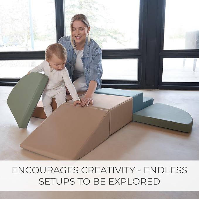 ZICOTO Fun Climbing Toy Set for Toddlers Aged 1-3 - Incl. Crawl Through Tunnel & PU-Leather Climbing Blocks for Unlimited Indoor Fun - Perfect Foam Play Gym for Baby/Kids to Safely Learn New Skills