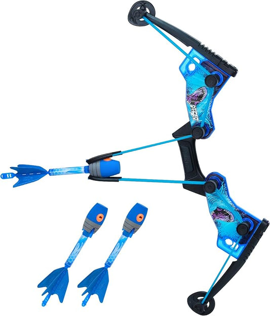 Zing HyperStrike FireTek Bow Archer Pack, Light Up Bow and Light Up Zonic Whistle Arrows, Shoots Arrows Over 200ft, Outdoor Play with Friends and Family, for Ages 14+ (Blue)
