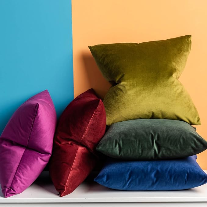 16x24 Pillow Covers Set of 2 Decorative Velvet Throw Pillow Covers,Burgundy | Luxury Red Cushion Covers with Invisible Zipper for Couch Sofa Bed Living Room Bedroom Home Decor Christmas