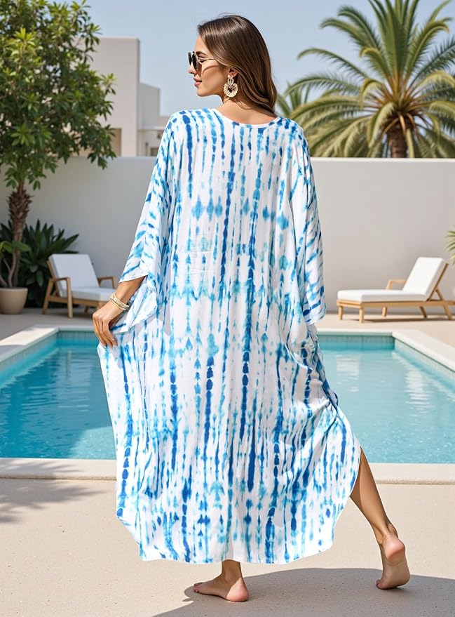 Mumu Dresses for Women Plus Size, Bohemian Kaftan Beach Cover Up Long Maxi Nightgown Soft Loungewear