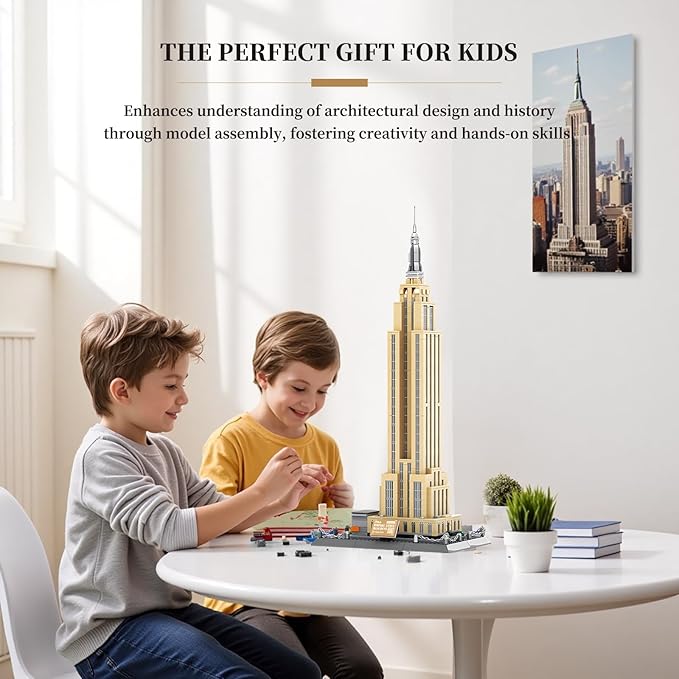 Empire State Architecture Model Building Block Set New York Famous Landmark Series Gift for Kids Adults (1559 Pieces)