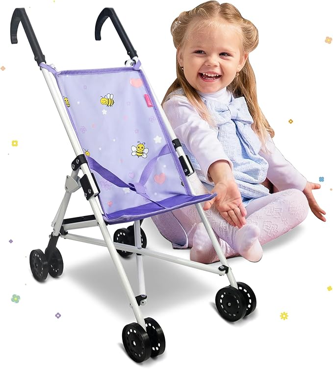 Anivia Stroller Toy Collection Doll Stroller Baby Doll Accessories for Toddlers 1-3Heart Design Gifts for Toddlers and Girls Toy Stroller