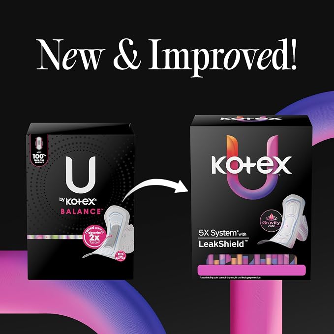 Kotex Ultra Thin Pads with Wings, Regular Absorbency, 100 Count (2 Packs of 50)(Packaging May Vary)