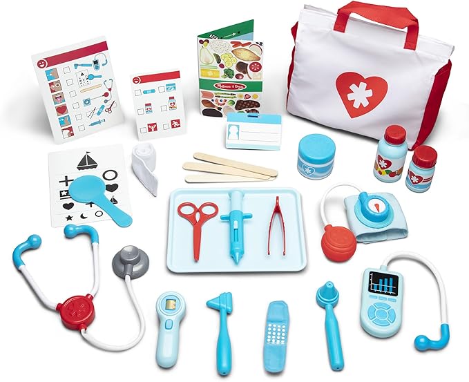 Melissa & Doug Get Well Doctor’s Kit Pretend Play Set – 25 Toy Pieces for Preschool Girls, Boys Doctor Role Play Set, Doctor Kit for Toddlers and Kids Ages 3+