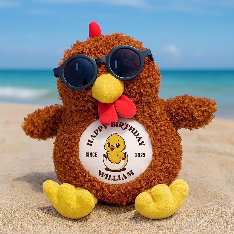 Custom Chicken Stuffed Animal 10.2" Chicken Plush Doll, Soft Cute Birthday Christmas Gift for Girls Boys Farm Lovers