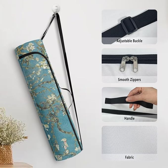 Yoga Mat Bag with Adjustable Shoulder Strap and Handle Zipper, 30in Wide x 6.3in Diameter for Yoga Mat Storage