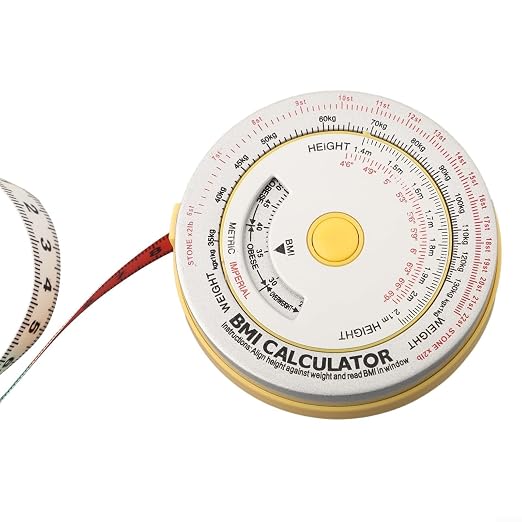 BMI Body Mass Index Tape Measure, Retractable Design with Lock Button, Plastic Material for Diet Fitness Tracking, 150cm/200cm Options(yellow)