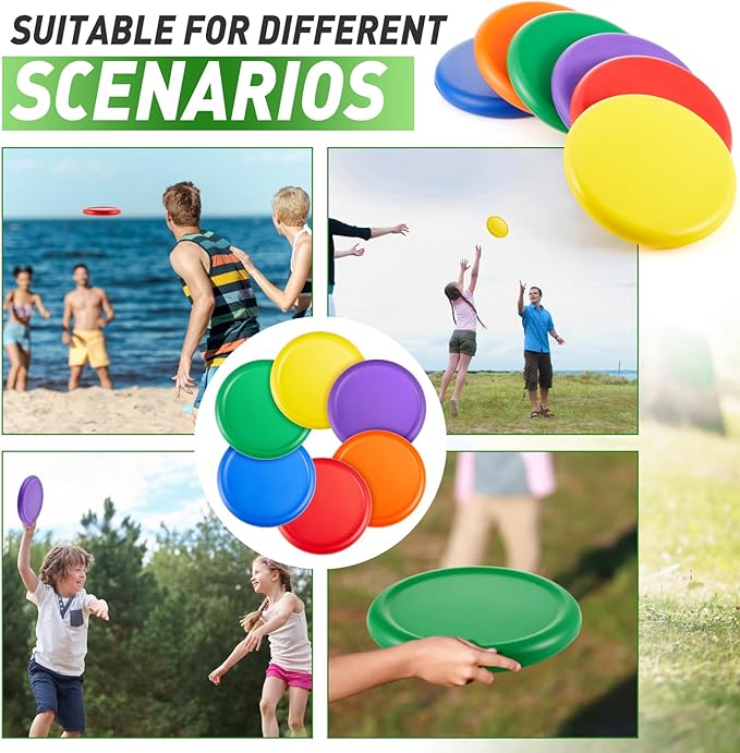 8 Inch Foam Flying Discs PE Equipment Coated Soft Flying Discs Kid Toy for Physical Education Equipment Elementary School Teaching Beach Outdoor Playing Game Sports Party Supplies, 6 Colors