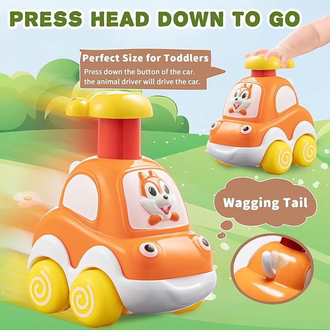 ALASOU 6 PCS Animal Car Toys for 1 2 Year Old Boy|Baby Toys 12-18 Months|1 2 Year Old Boy Birthday Gifts for Infant Kids|Cars for Toddlers 1-3