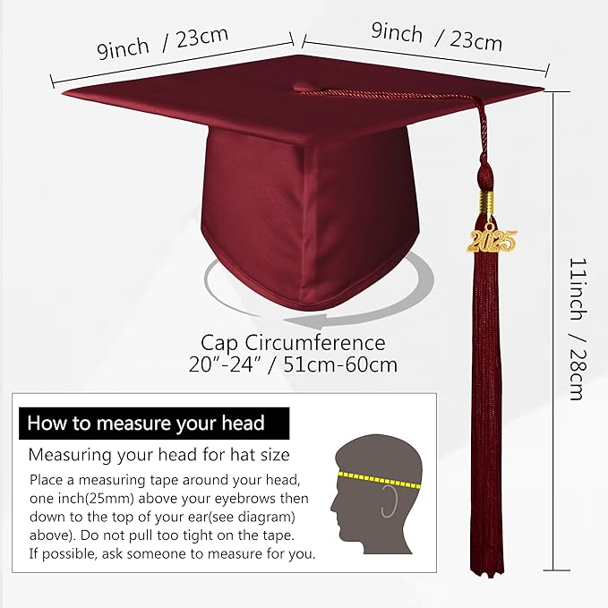 GraduationMall Matte Graduation Gown Cap Tassel Set 2025 for High School and Bachelor