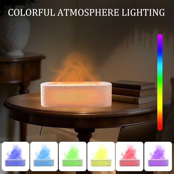 150ml Flame Essential Oil Diffuser Ultrasonic Cool Mist Humidifier | 7 color LED lights, 3 timing settings & waterless auto shutoff; ideal aromatherapy decor for bedroom, office & yoga room