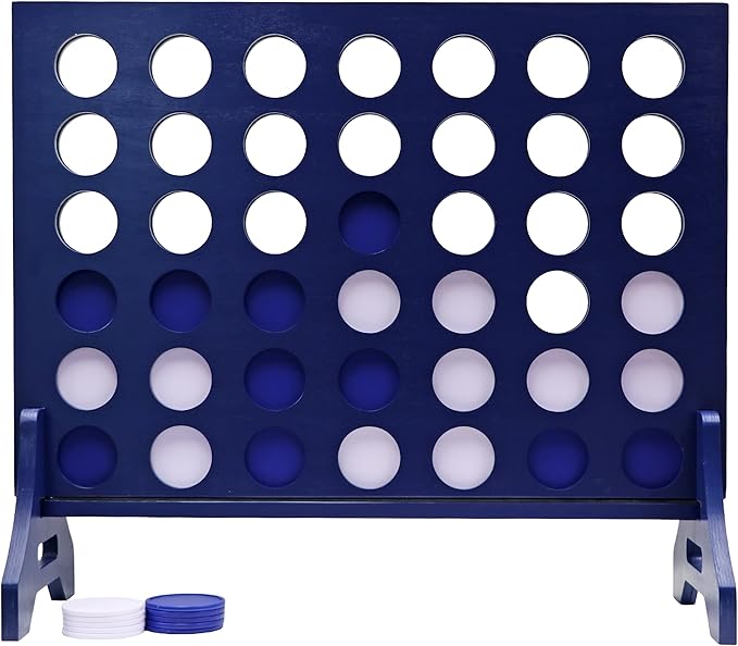 Tailgating Pros Premium Navy Giant Four in a Row with Carrying Case - Jumbo Oversized Outdoor Yard Game - Connect Multiple Pucks in a Row to Win - Many Puck Colors Available!