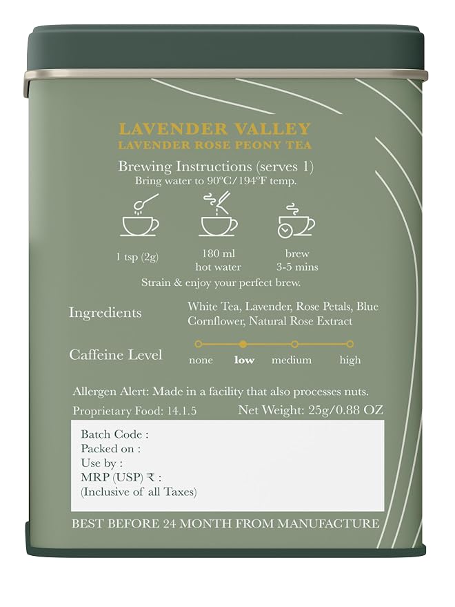 Luxmi Estates Lavender Valley Loose Leaf Tea, (25g/0.88oz) Darjeeling Makaibari White Tea, Low Caffeine, Sleep Function Tea