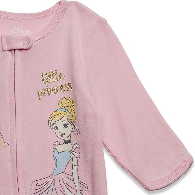 Disney Baby Girls 2 Pack Zip Up Sleep N' Plays Newborn to Infant Sizes (Newborn - 24 Months)