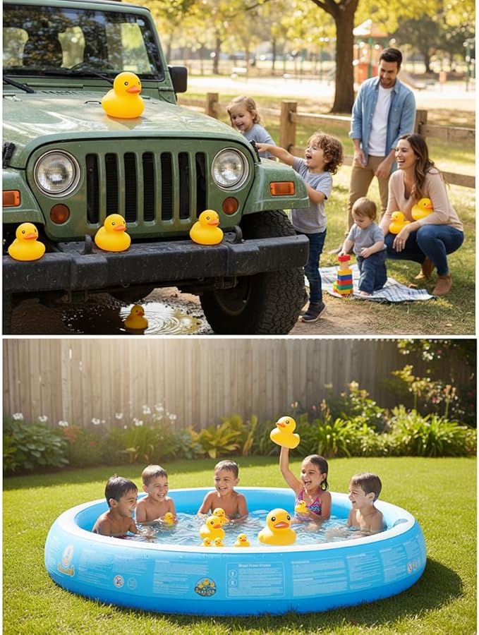 5 Inch 10 Pcs Kalafona Rubber Bathtub Duck/Duckie Waterproof No 'Bebe' No Hole Funny Bath Swimming Pool Toy Without Hole for Kids Birthday Party Favor Home Decor