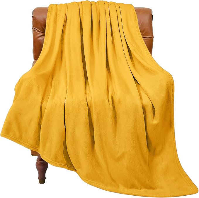 BEDELITE Fleece Blanket Soft Plush Throw for Couch Yellow 50"x60" | Ultra Soft Fleece, Plush Microfiber, Lightweight Warmth, All Season Comfort, Fade Resistant, Machine Washable, Couch Sofa Bed