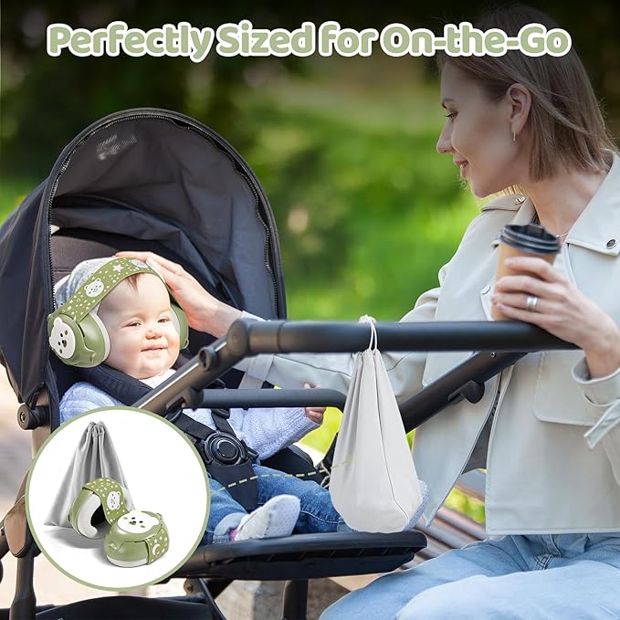Baby Earmuffs-Infant Ear Protection for Babies 0-36 Months, 25dB NRR Baby Noise Cancelling Headphones with Little Bear Design,Baby Flight Essentials for Travel/Improves Sleep/Outdoor