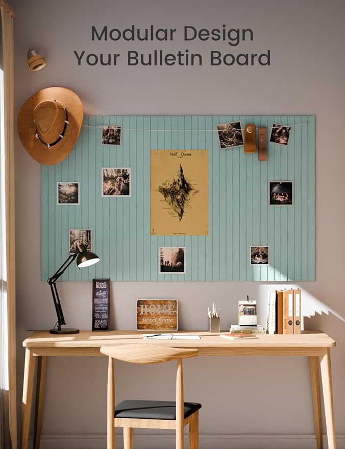 Fluxynara 48" x 36" Large Felt Bulletin Board, Aqua Blue | 12 Pack Cork Board Alternative with 60 Safe Adhesive Tabs, Pin Boards for Wall Decor, Home, Office, Classroom,Dorm
