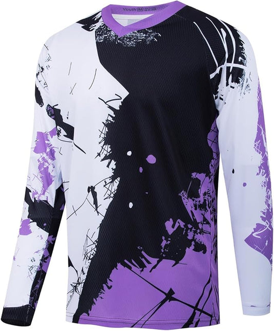 Kids Cyling Jersey,Youth Dirt Bike Jersey Boys Bicycle Shirt Girls Motorcycle Motocross Long Sleeve Off-Road Downhill Tops