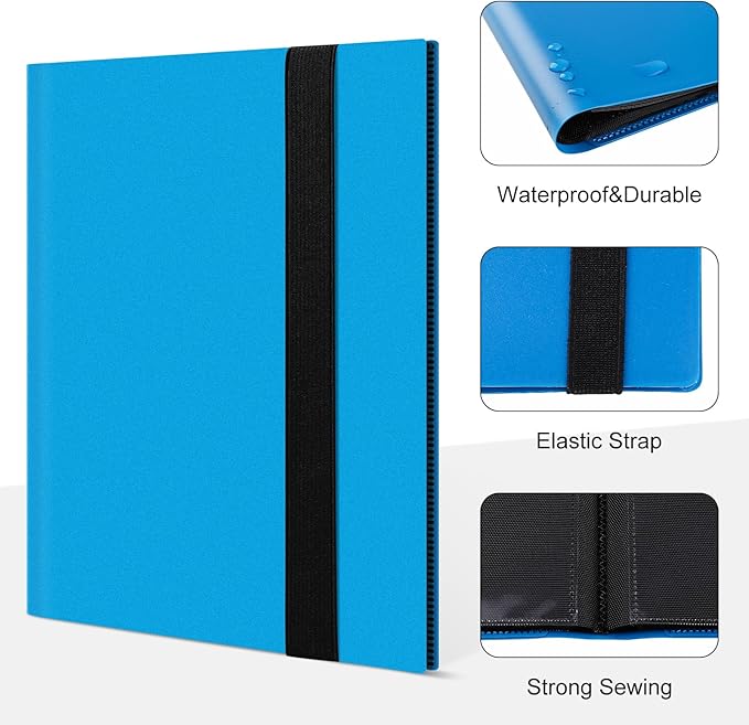 4 Pocket Card Binder for 160 Sleeves, Card Folder Ablum for Trading Cards Collection for Sports Cards, Baseball Cards, Game Cards, Mini TCG Binder Fit for MTG, Gift for Card Collector (Blue)