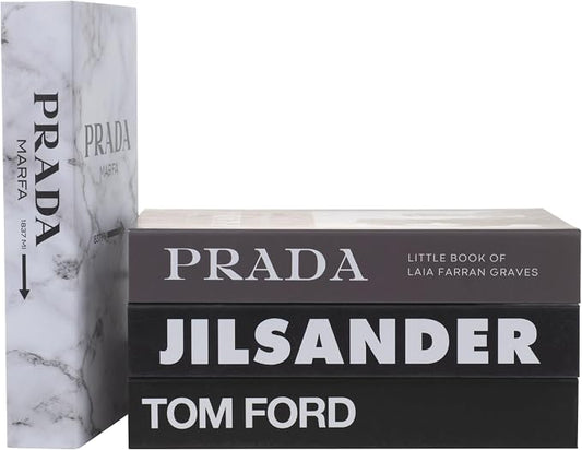 4 Pcs Decorative Books | Faux Marble Cardboard Coffee Table Decor | Minimalist Modern Look - Not Real, No Pages Inside - Arrives Flat, Tool-Free 2-Min Setup