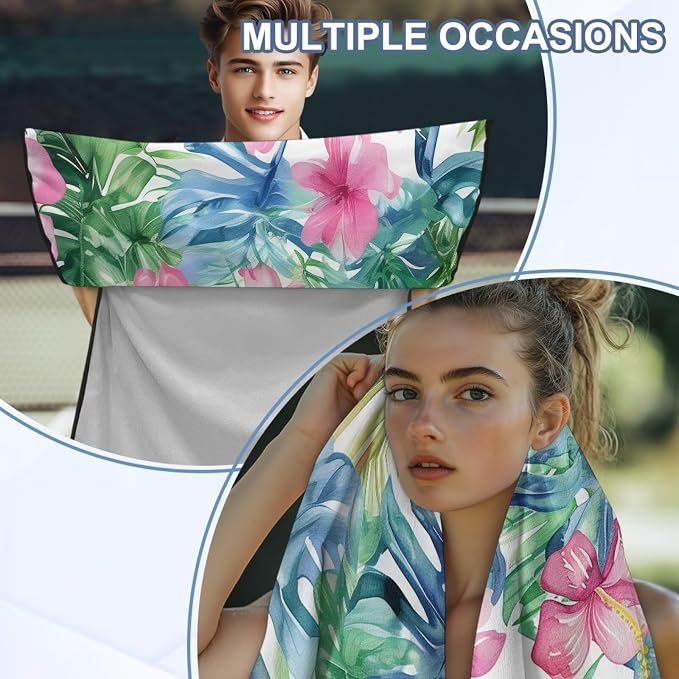 INSTANTARTS Aesthetic Tropical Flower Towel Car Seat Covers Sports Car Towel Mat for Yoga and Travel