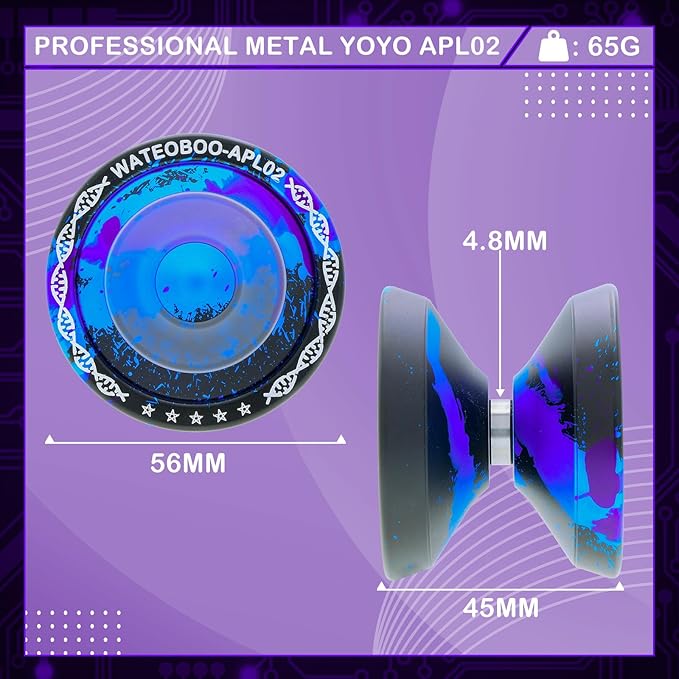 WATIEOBOO Professional Responsive Yoyo for Beginners & Adults - Durable, Extended Spin Time with Glove & 10 Replacement Strings
