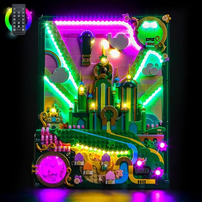 BrickBling LED Lighting Kit Compatible with Lego Wicked Emerald City Wall Art, Creative Light Compatible with Lego 75685-Lights Only, Not Come with Model (RC Version Light)