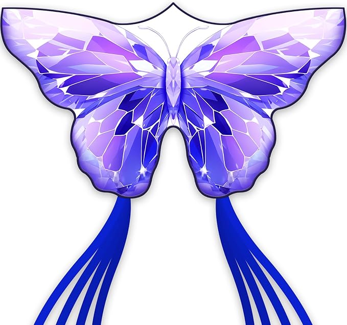 SGftre Golden Butterfly Design Kites ，Outdoor Work Colorful Kite Long Tails，Easy to Fly ，Outdoor Flying Toys for Adult and Kids Surf with Handle
