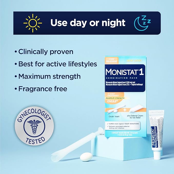 MONISTAT 1-Dose Yeast Infection Treatment, 1 Ovule Insert & External Itch Cream