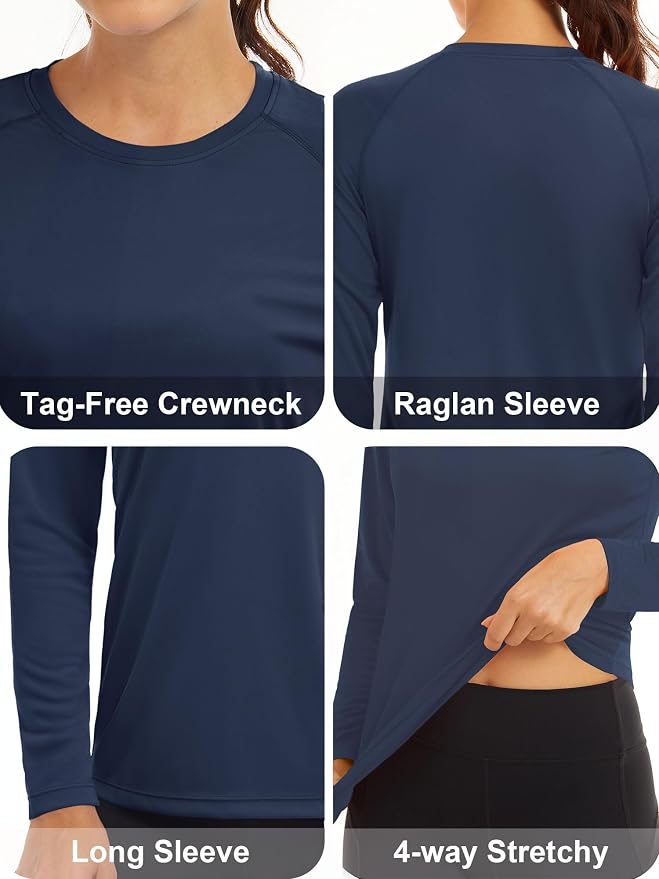 MAGCOMSEN Women's Long Sleeve Shirts UPF 50+ Sun Protection Shirts for Hiking Fishing Workout Rash Guard
