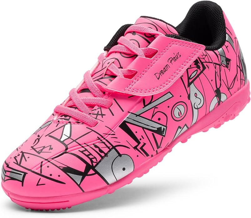 DREAM PAIRS Boys Girls Indoor Turf Soccer Cleats Lace Up Athletic Youth Futsal Football Casual Shoes for Little/Big Kid