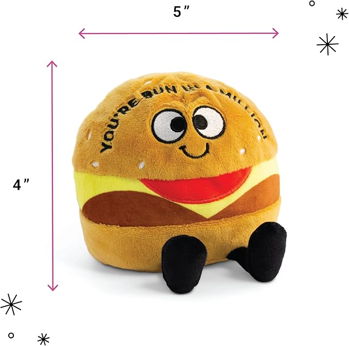 Hamburger Plushie - You're Pun in A Million Punny Muffin Plush, Cute Food Plushie Gift for Kids