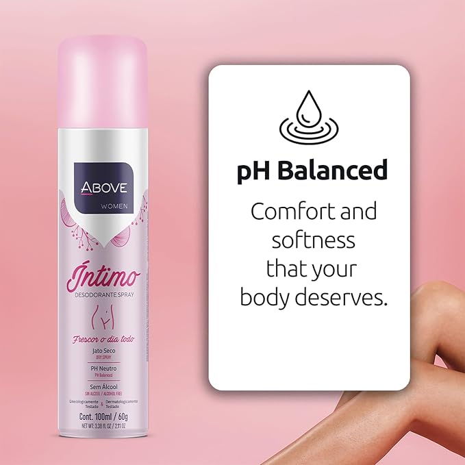 ABOVE Intimo Deodorant Spray, 2.11 oz - pH Balanced - Feminine Deodorant Spray - Benzene-Free and Alcohol-Free - Dry Spray - Vegan and Cruelty-Free
