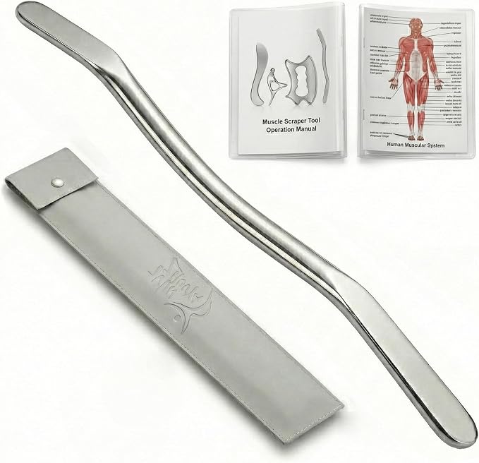 Muscle Scraper Tool Stainless Steel, Gua sha Tool Set for Full Body, Metal Myofascial Release Tool, Scraping Tool Physical Therapy Equipment, Deep Tissue Massager Fascia Scraper (Bow Scrapper)