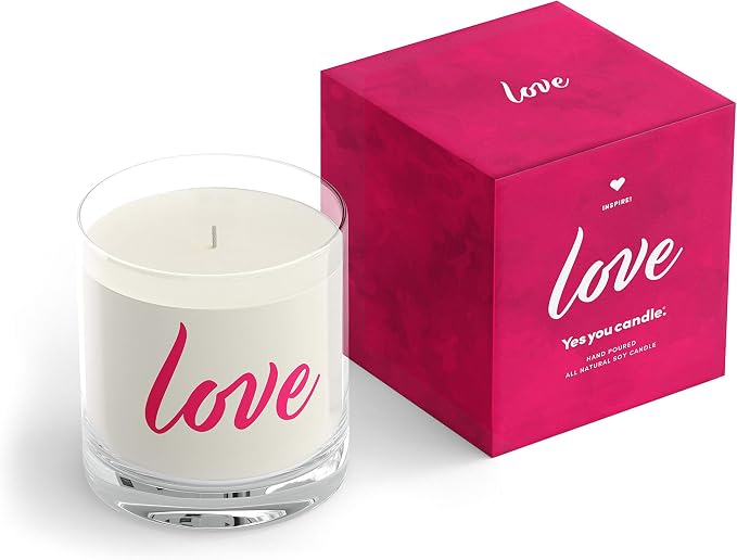 Yes You Candle - Love, Bergamot, Wine, Orange, Vanilla, Lillies & Musk, Highly-Scented, Inspirational Soy Candle, Made in USA, Pure Essential Oils, Aromatherapy, 9.5 oz