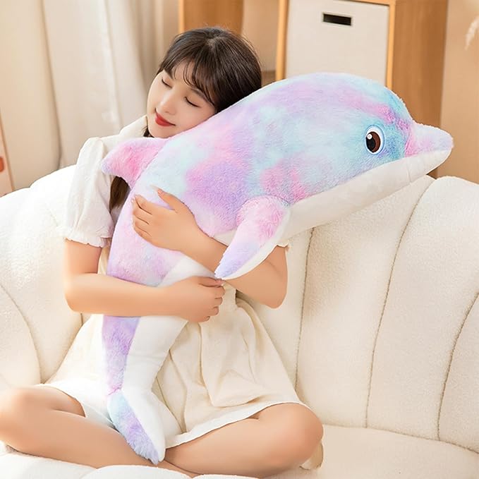 Dolphin Stuffed Animals Plush Pillows Soft Sea Animal Plush Toys Dolls Stuffed Animal Plushies Gifts for Kids (Purple Orchid-19.2 Inches)