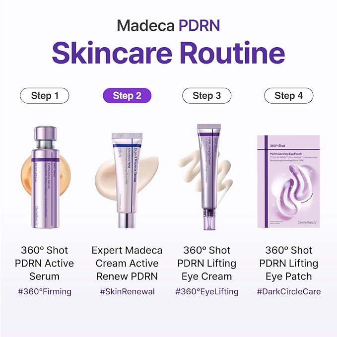 CENTELLIAN 24 Expert Madeca Cream Active Renew PDRN (Firming Cream, 1.69 fl oz) – Elasticity, Soothing & Hydrating Face Moisturizer with TECA-PDRN, Hyaluronic Acid & Glutathione, Korean Skin Care