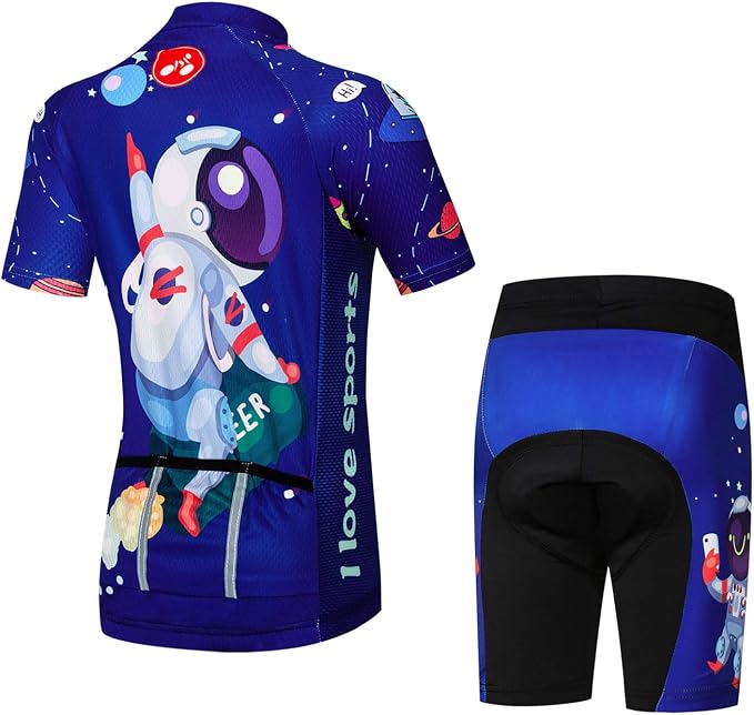 Hotlion Kids Cycling Jersey Set Short Sleeve Boys Mountain Bike Shirt Girls Cartoon Bicycle Tops Childs for Riding Biking