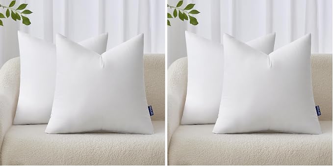 MIULEE 18x18 Inches Pillow Inserts Pack of 4, Decorative Throw Pillow Inserts for Couch