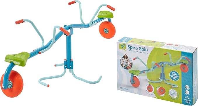 TP Toys Spiro Spin Seesaw | Sit and Spin Teeter Totter with 360 Spin and Bounce Wheel | Kids Outdoor Play Equipment for Backyard, Playground, or Indoor Fun | Boys and Girls Ages 3-8