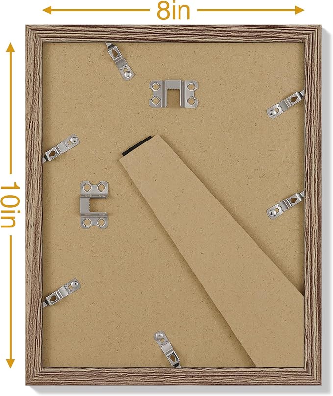 Vittanly 8x10 Picture Frames Set of 9 for Wall Mount or Tabletop, Dark Oak | Display Pictures 5x7 with Mat or 8x10 without Mat, Small Photo Frames, Engineered Wood with Shatter Resistant Plexiglass