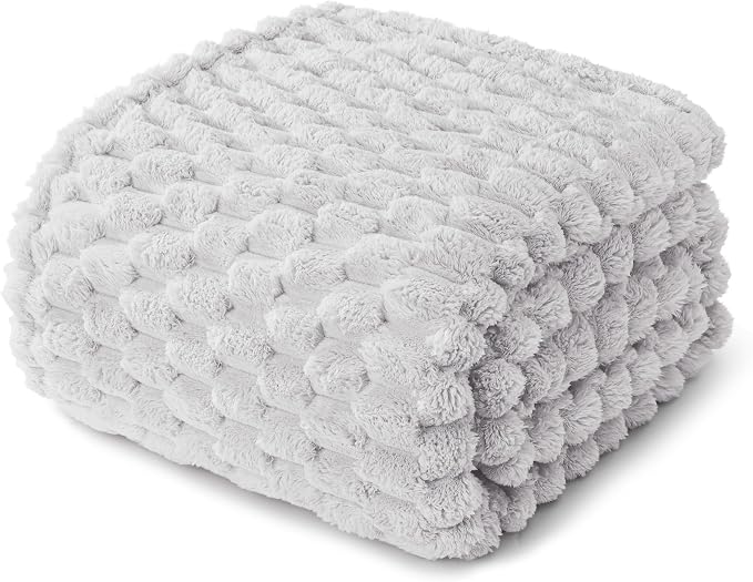 Whale Flotilla Soft Fleece Queen Size Bed Blanket 3D Jacquard, Light Grey | Lightweight Breathable Coverlet Bedspread for All Seasons, Super Cozy Plush Fluffy Fuzzy Decorative Blanket for Bed, 90"x90"