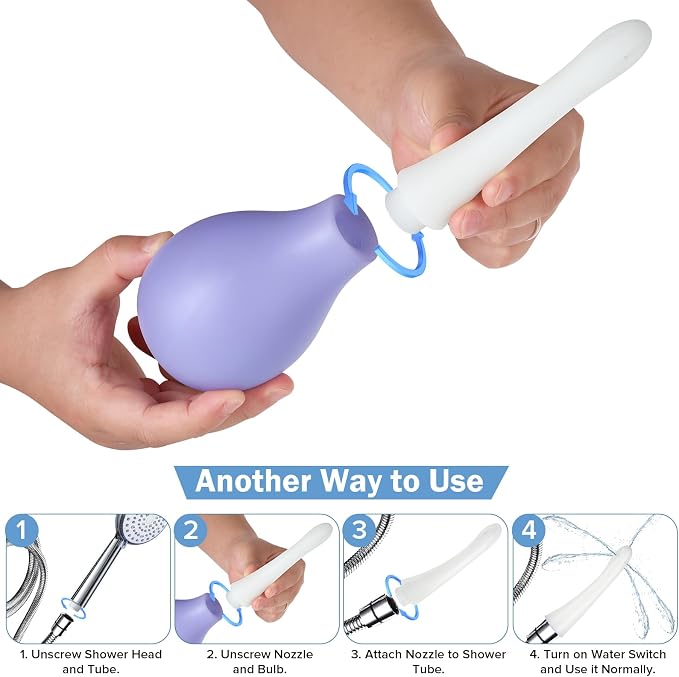 Enema Bulb Kit with Lube Anti Backflow Anal Douche Superior Material Enema for Men&Women