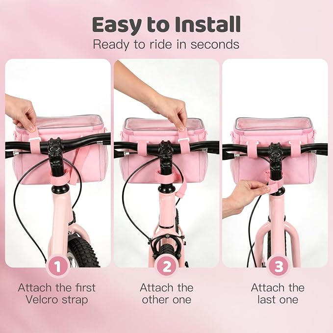 Kids Bike Basket, Front Frame Handlebar Bag for Toddler Scooter Tricycle Bicycle, Cute Small Fabric Bicycle Basket for Boys & Girls,