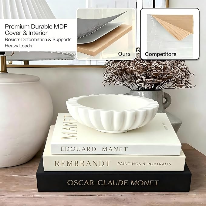 Decorative Faux Books Storage Box, Modern Stacked Books for Shelf & Table Decor, Multi-Functional Ornament for Photo Storage & Living Room Decoration